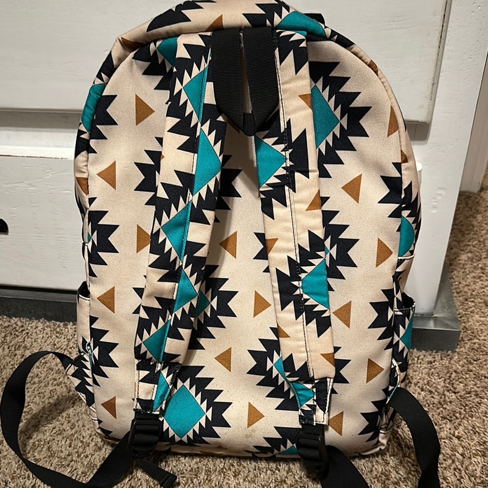 Aztec Patterned Backpack With Black Accents - image 2